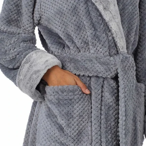 CAROLE HOCHMAN luxuriously soft plush robe, gray 2X - Picture 3 of 6